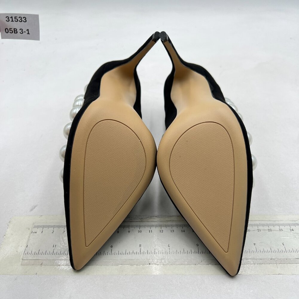 FSJ Black-pearl Pointed Toe High Heels Sexy Stiletto Pumps Office Lady Shoes - Picture 7 of 8